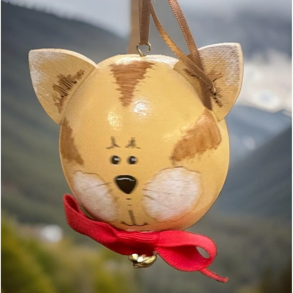 Christmas Ornament,  Hand-painted,  Lightweight Wooden, Signed Millie 03/07/2004